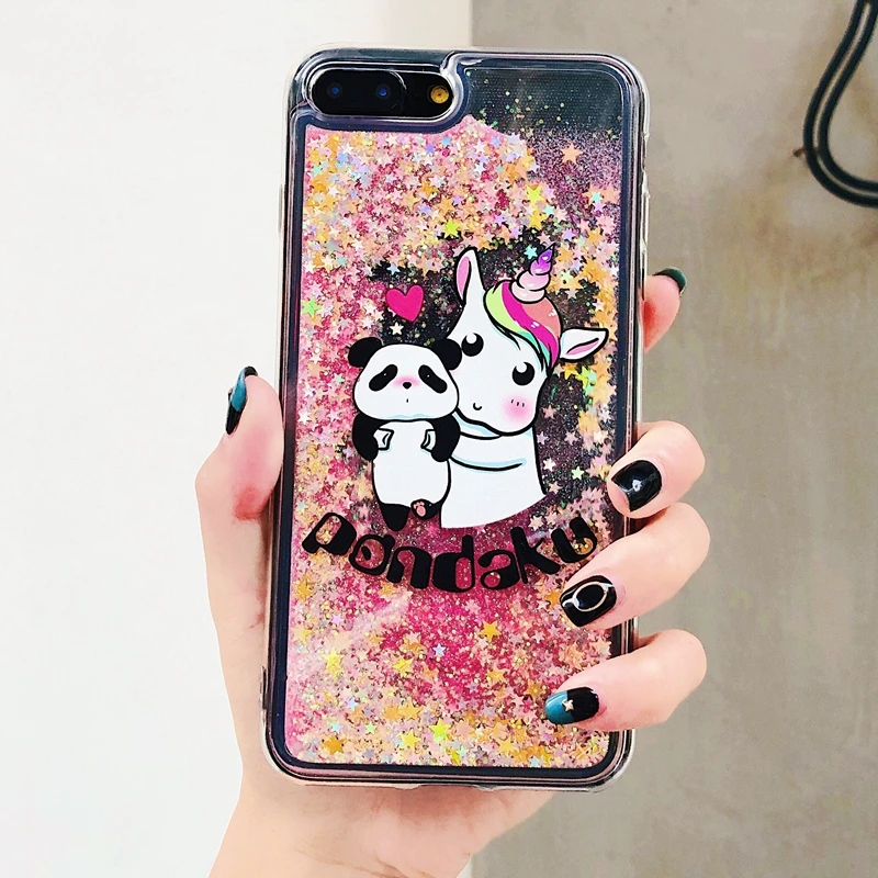 Чехол для iPhone 7, чехол для iPhone X, 5, 5S, se, 6, 6 S, 7, 8 Plus, чехол, милый Единорог, жидкий зыбучий песок, чехол для телефона