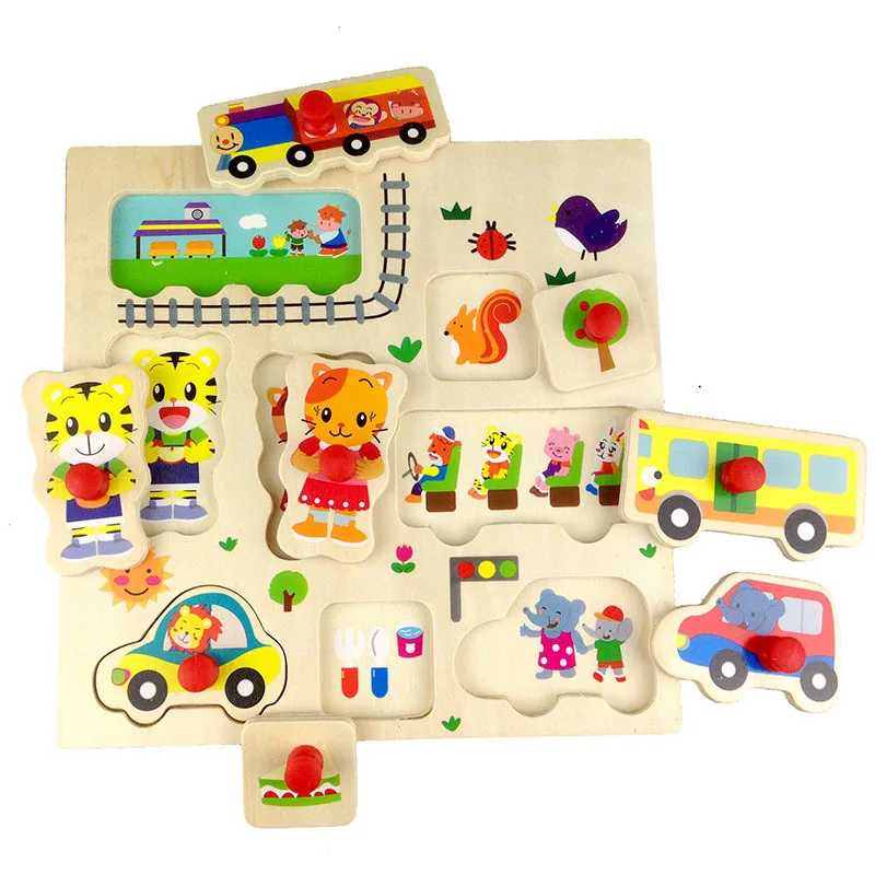 Детские игрушки Монтессори головоломки/рукой захватите Board Набор Развивающие
