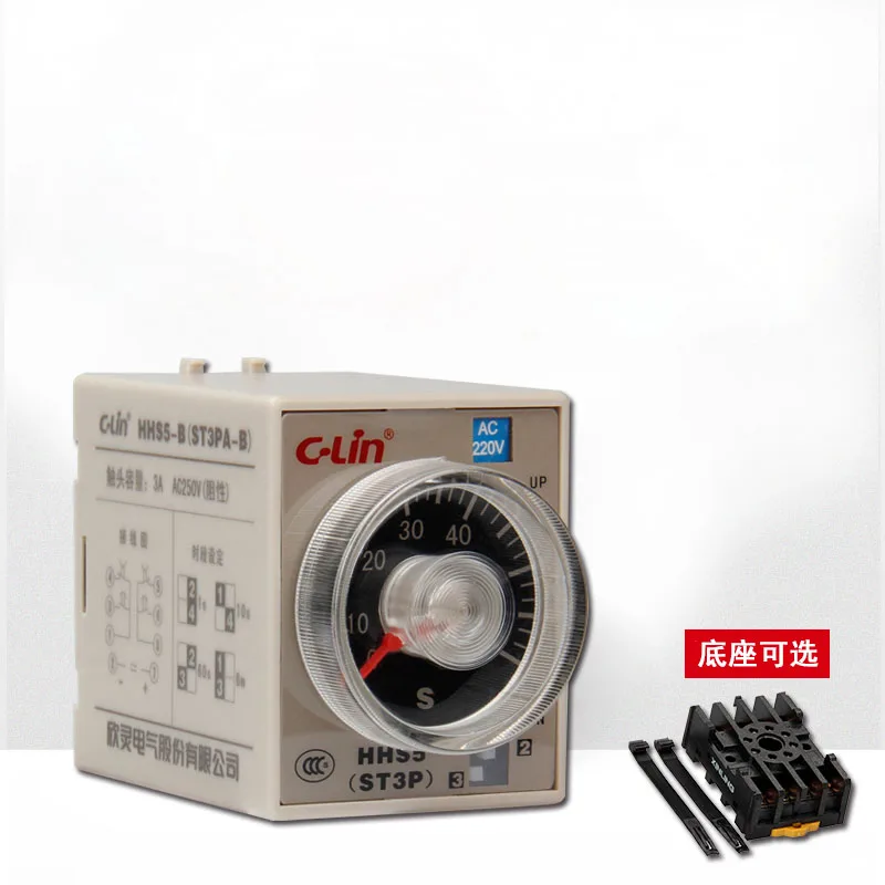 

HHS5-B time relay, ST3PA-B, JSZ3A-B, delay 1S 10S 60S 6M, with base