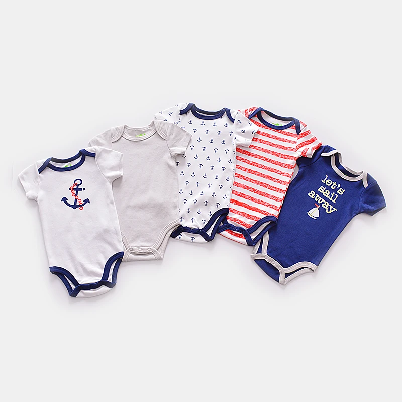 5PCS/LOT Unisex Baby Rompers Short Sleeve Cottom O-Neck Jumpsuit Newborn Boys Girls Roupas de bebe Clothes Overall 0-12M | Детская