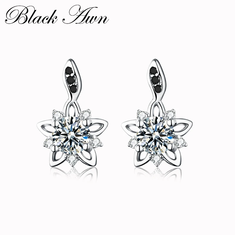 Женские серьги гвоздики [BLACK AWN] сережки из серебра 925 пробы ювелирные украшения