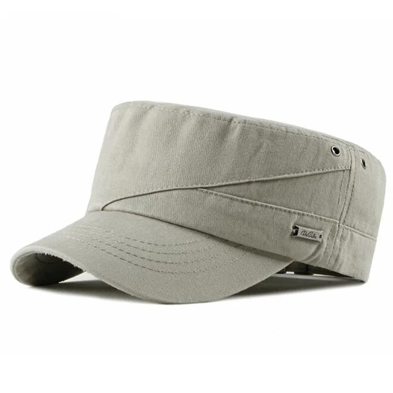 HC007-19-E Newest Cotton Breathable Casual Flat Mens Female Thin Section Wide Curling Brim Outdoor Sunshade Black Adjustable Military Cap - Цвет: HC007-19-E