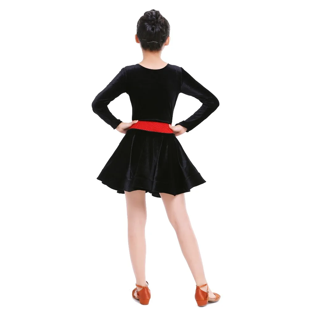 Детское платье для латиноамериканских танцев Черное Красное девочек-подростков
