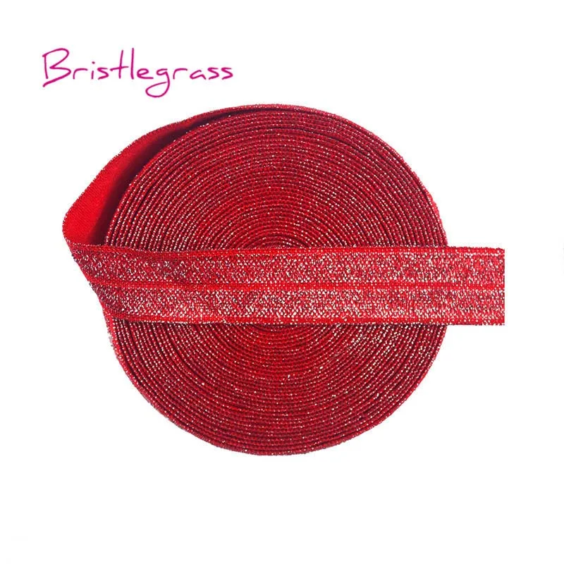 Red BRISTLEGRASS 50 двор 5/" 1,5 см Серебристые блестящие раза выше резинки враг повязка из спандекса повязка для волос кружевная бейка Швейные - Цвет: Red