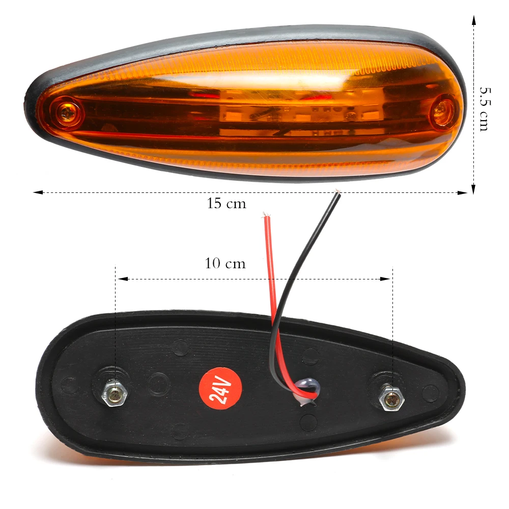 KEYECU 5 янтарный + 5Red Tear Drop 3LED боковой габаритный светильник для трейлеров