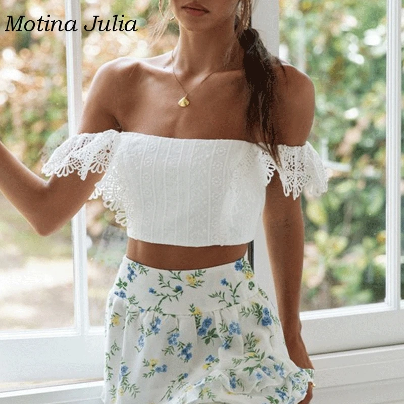 Женская кружевная блузка с открытыми плечами motin julissa вечерние укороченные топы