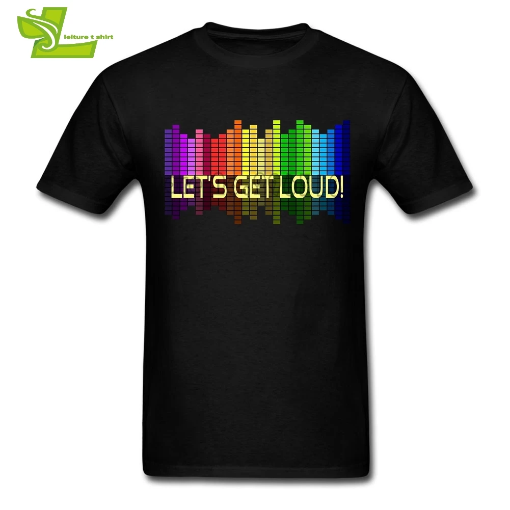 Футболка с эквалайзером музыки принтом let's Get Loud Мужская футболка для отдыха