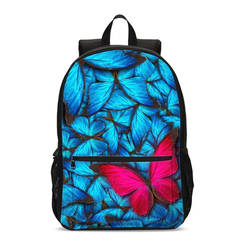 

Butterfly Rose Flora Print Backpack Men Women School Back Pack Kids Travel Bag Sac Mochila Escolar Feminina Masculina Plecak