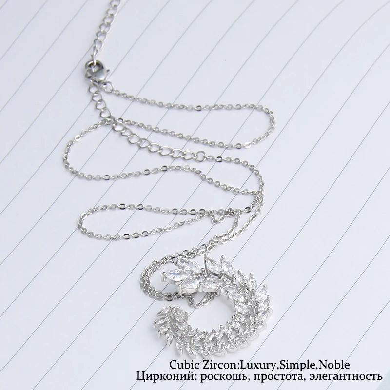 Новый Роскошный ААА Циркон Оливковая ветвь Форма кулон набор для Для женщин