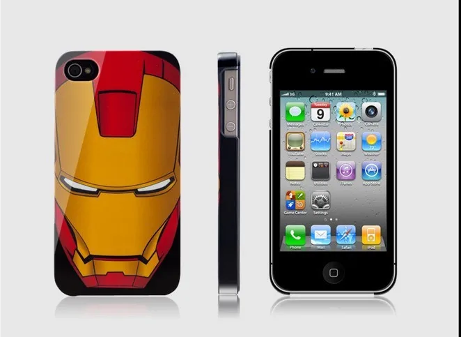 10pcs New! 100% original Marvel Avengers ironman Iron Man Cases Cover Skins for iphone 4 4S Free shipping|skinning hazelnuts|skin modelmen skin |