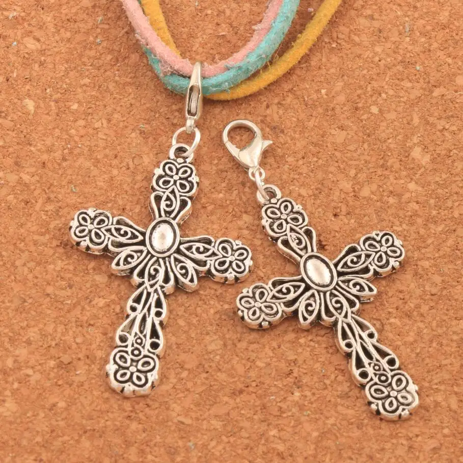

Eye Flower Filigree Design Cross Charm Beads 59x28mm 12CS Zinc Alloy Floating Lobster Claw Clasp Charm Beads C444