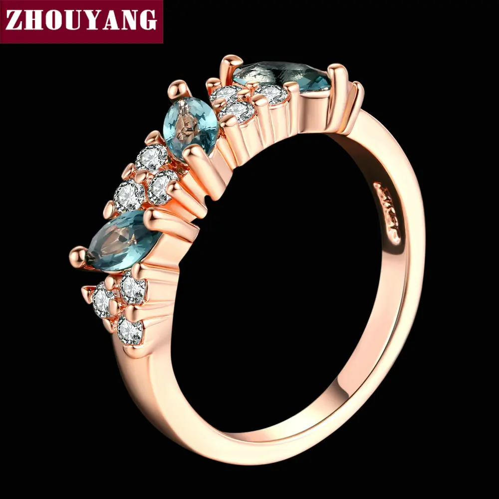 ZHOUYANG высокое качество Кристальное кольцо цвета розового золота Австрийские