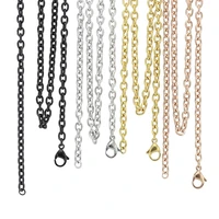 3mm width 18 32 length silverrose goldgoldblack 316l stainless steel cable chain necklace with lobster clasps for women men