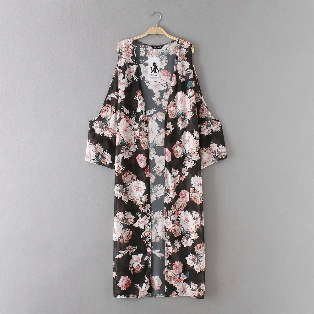 Женская шифоновая блузка с рукавом три четверти Повседневная Блузка черного