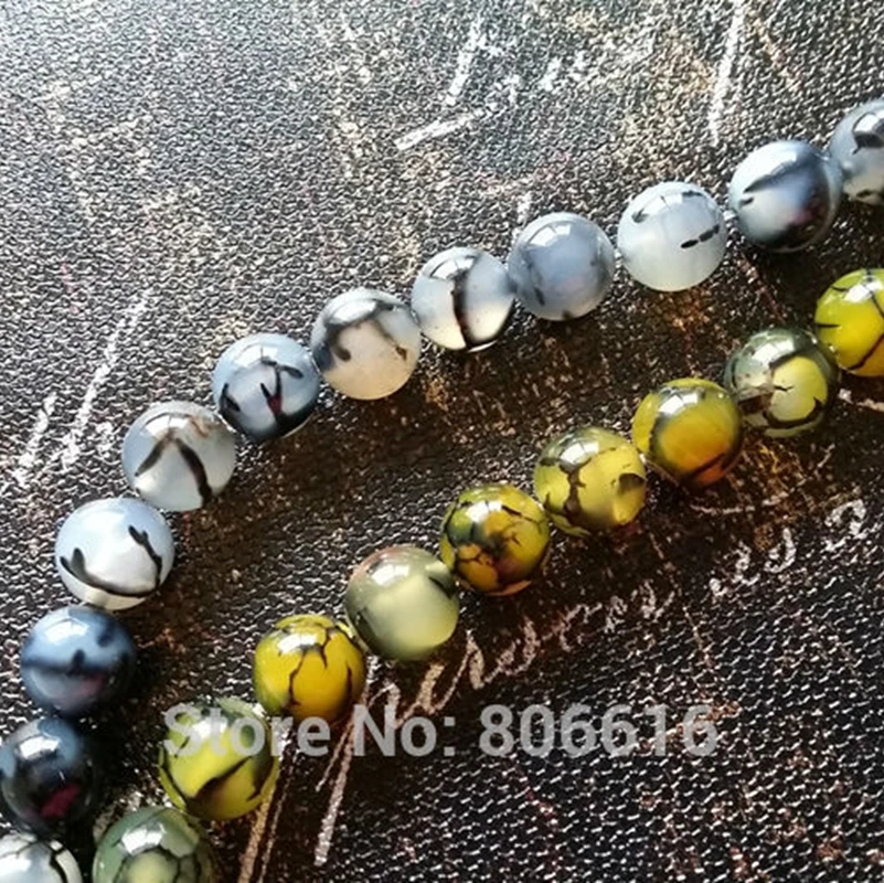 

10MM 76pcs/2strands Black Line Two Type 100% Natural Chalcedony Jewellery Bead Strands Semi-precious Stone Jewelry Beads