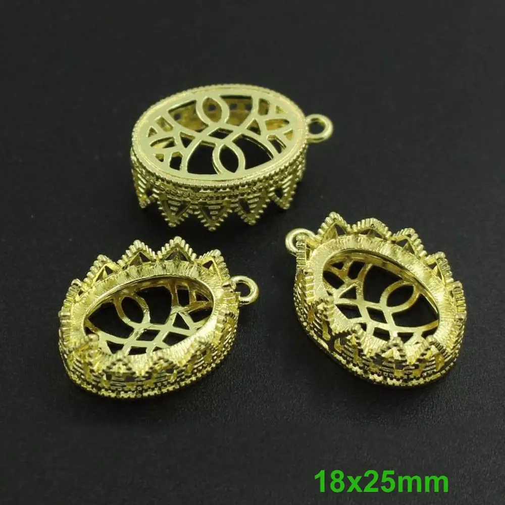 18x25mm with a loop Подвеска с открытой спиной, крепкие коронки, разъемные базы, Базовая установка, подходит для 10x14 мм, 13x18 мм, 18x25 мм, овальная Камея, смола кабошон, сделай сам - Color: 18x25mm with a loop