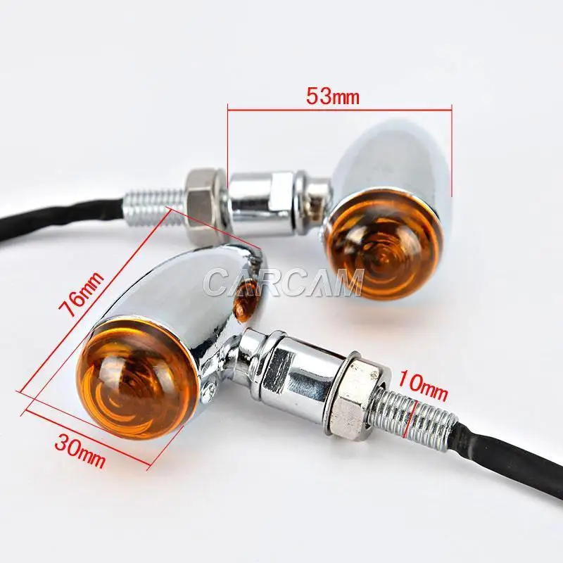 

free shipping 2x Chrome Bullet Mini Turn Signals for Honda Harley Yamaha Kawasaki Suzuki Cruisers ...