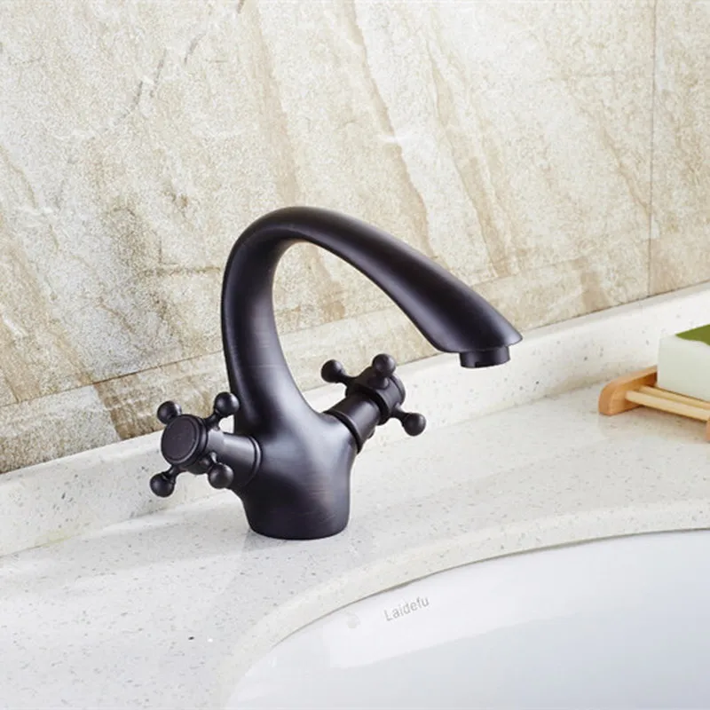 

Modern Oil Rubbed Bronze Dual Cross Handles Bathroom Vessel Sink Faucet Mixer Taps ahg023