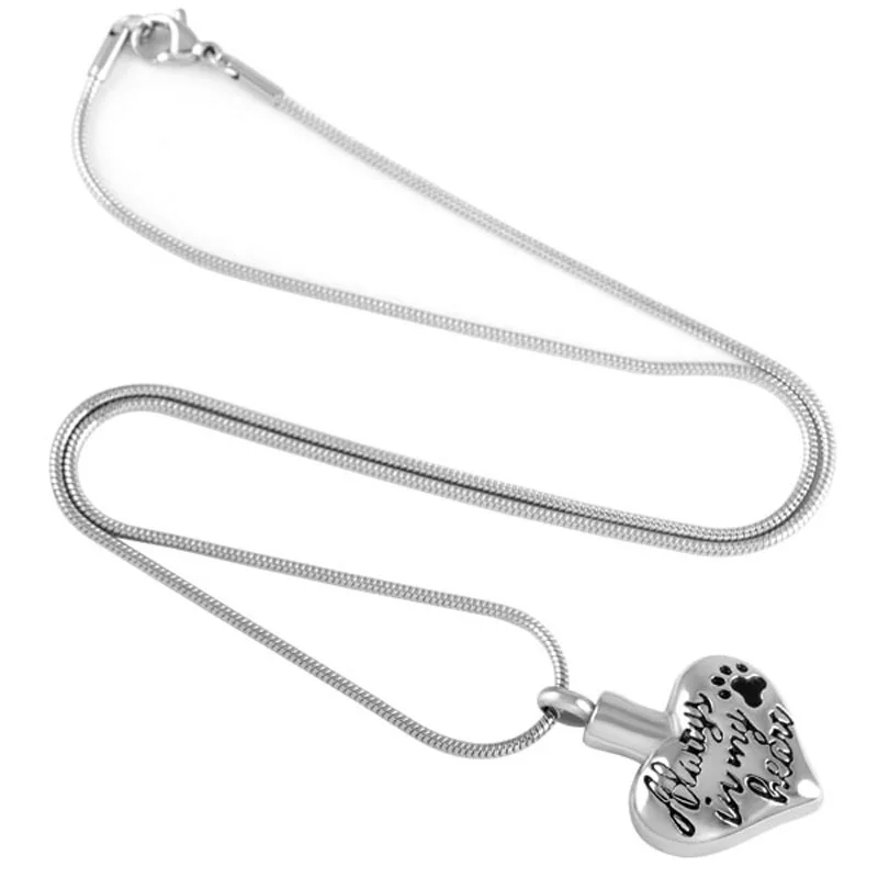 

IJD8346 Stainless Steel for Ashes Urn Necklace Cremation Dog Paw Memorial Pendant Necklace Jewelry