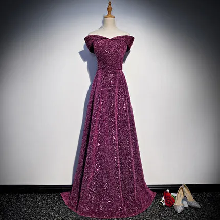 photo color New Arrival Bridal Gown Zipper Back Heavy Sequined Boat Neck Cap Sleeves Long Evening Dress Vestido De Fest Prom Gowns - Цвет: photo color