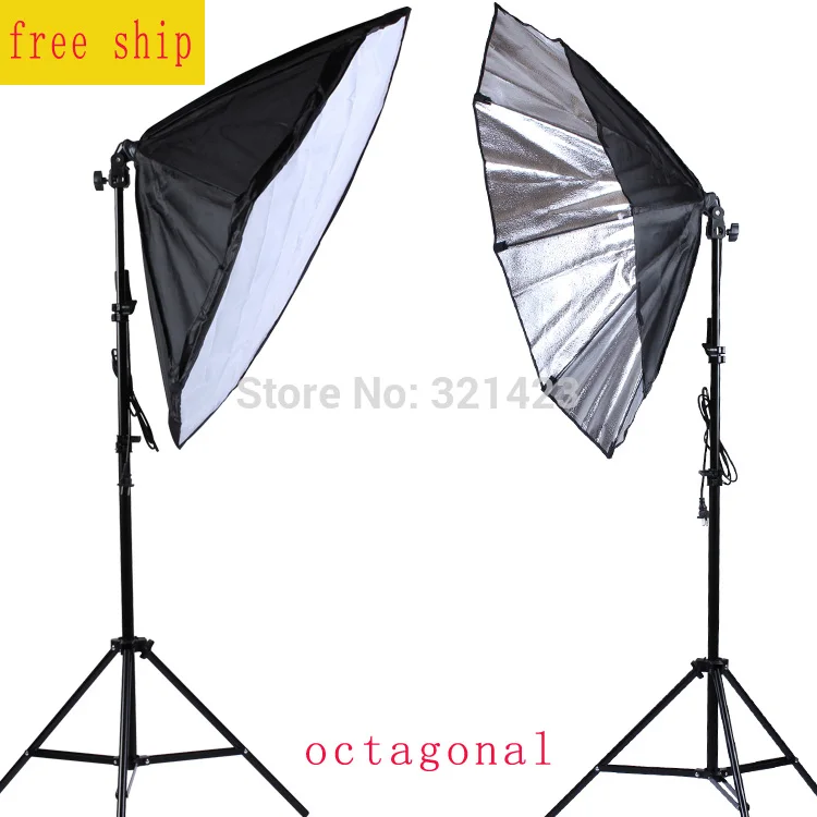 86cm Octagonal Softbox E27 Lamp Holder Photography Kit 75-200cm Light Stand Continuous Lighting 2PCS | Электроника