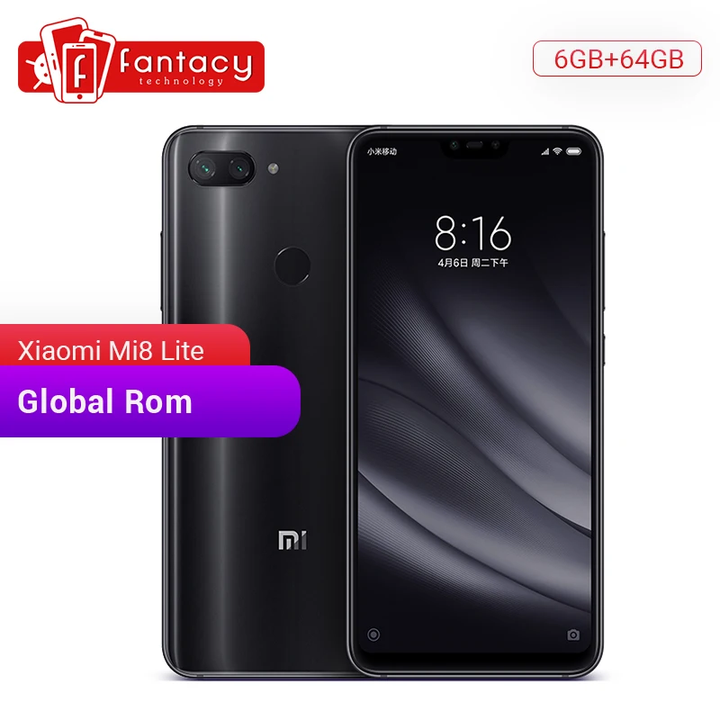 Глобальная ПЗУ Xiaomi mi 8 Lite 6 GB 64 Snapdragon 660 AIE Octa Core 26 &quot1080 P смартфон UI IR Face ID двойная