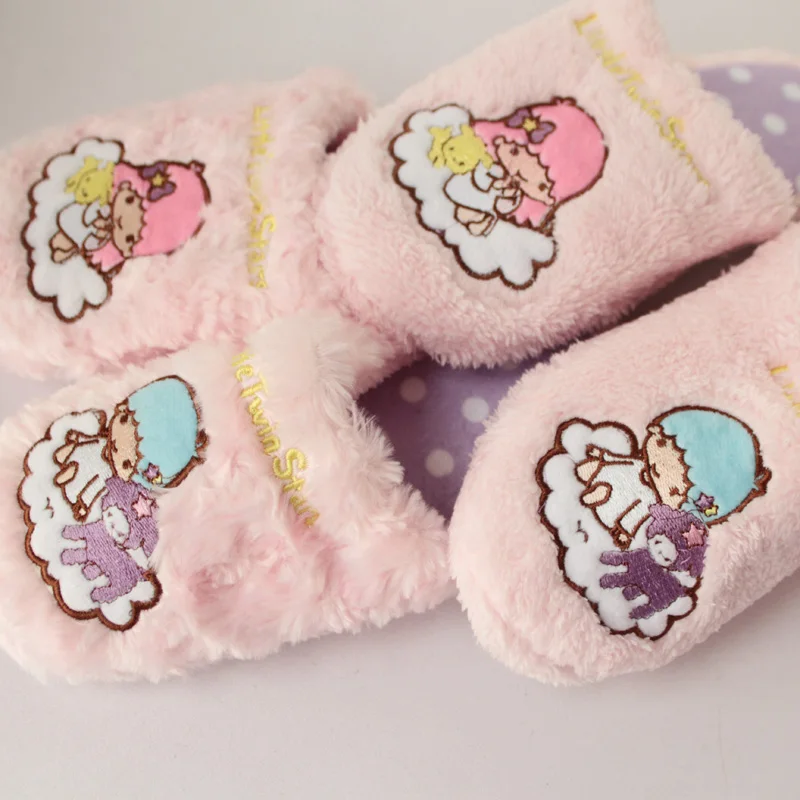 Персонажи Little Twin Stars тапочки по мотивам мультфильмов зимние теплые шлепанцы без задника с открытыми пальцами домашняя обувь из мягкого плюша; мягкие игрушки милые домашние тапочки; подарки для любого пола
