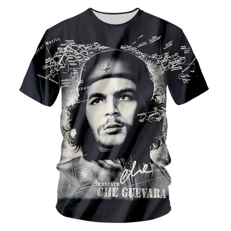 Мужская и женская футболка с объемным принтом Che Guevara Повседневная Уличная