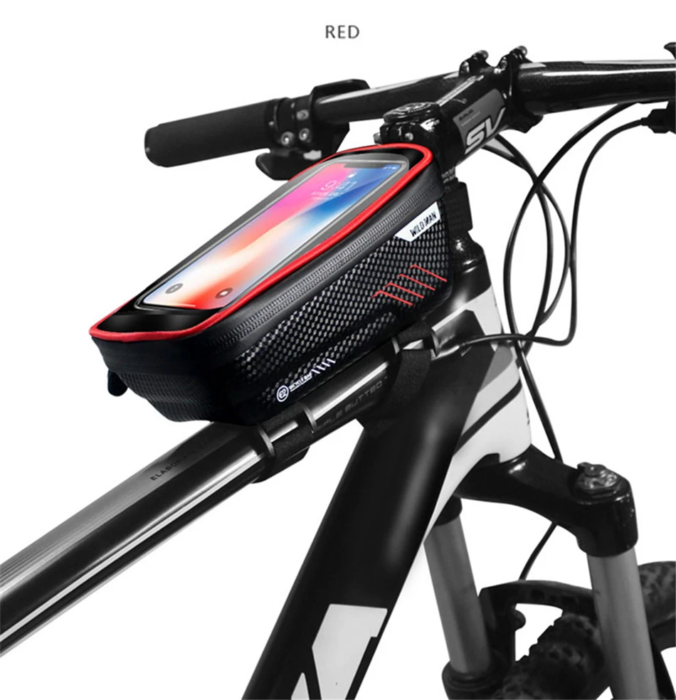 Сумка для велосипеда дикого человека, водонепроницаемое нажатие на экран, сумка для мобильного телефона, велосипедная Передняя верхняя труба, рамка, сумка для мобильного телефона, сумка для велосипеда, аксессуар