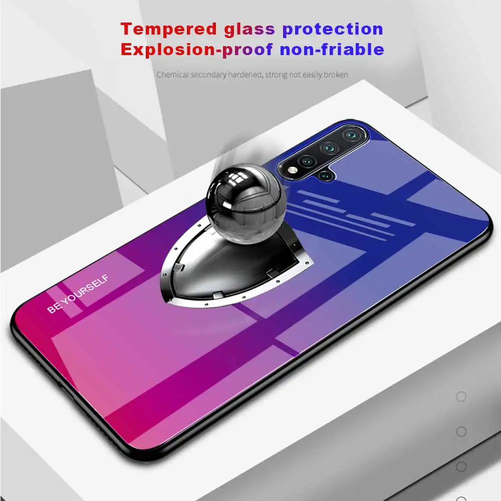 Gradient Tempered Glass Phone Case For Huawei Nova 5 5i 4E 3E 4 3 3i P20 Lite Y9 Y5 Y6 Y7 Prime Pro 2019 2018 Protective Cover | Мобильные