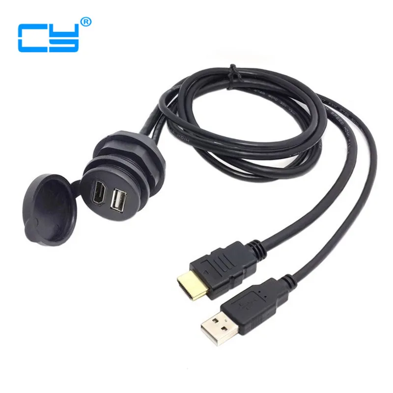 

Комбинированный Удлинительный кабель USB 2,0 и HDTV HDMI 1,4 штекер-гнездо с водонепроницаемым креплением 100 см