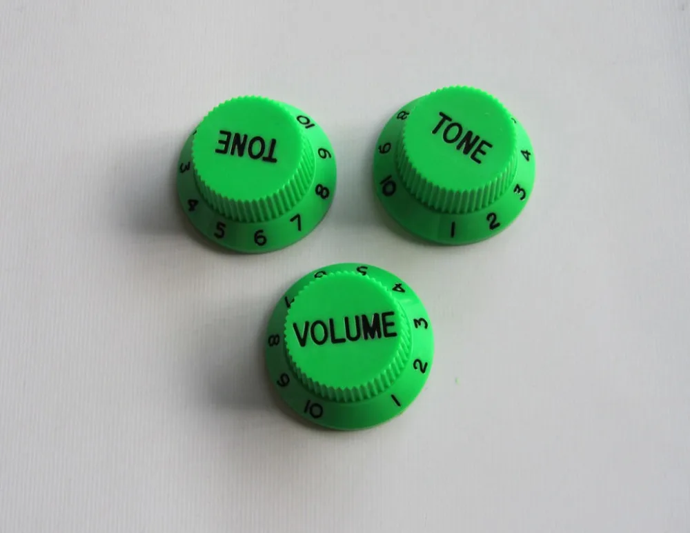 

Set of 3 Green with Black ST Guitar Knobs Volume & Tone Knob