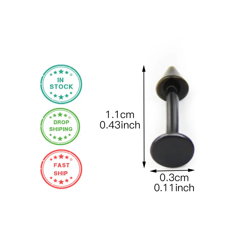 4 шт. черный нержавеющая сталь Спайк конус серьги гвоздики панк прохладный для