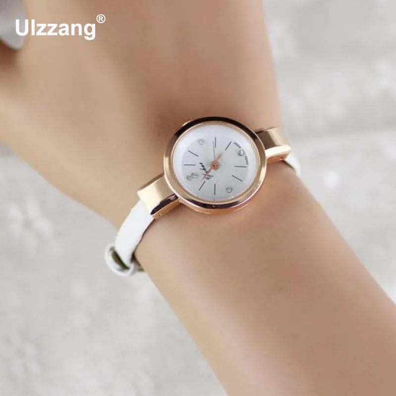 2017 Роскошные простые часы женские повседневные Yuhao розовое золото хрусталь алмаз