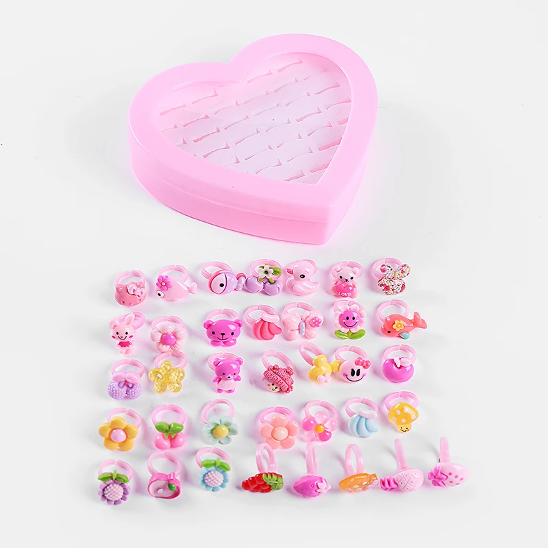 Милые детские кольца регулируемые из полимера для девочек вечерние ювелирные