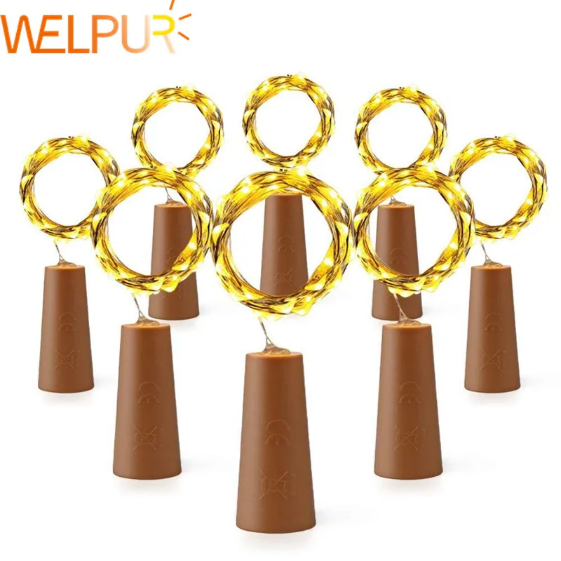 Светильники в форме винных бутылок пробки 6.5ft 20LED батарея питание Гирлянда DIY