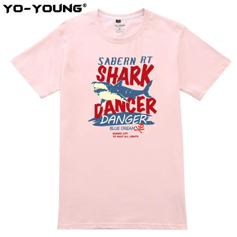 Футболка Yo Young Men Повседневная летняя хлопковая футболка унисекс с принтом Shark Dance
