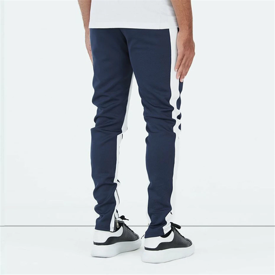 Stripe Joggers Штаны Для мужчин осень Повседневное спортивные штаны мужские туфли до лодыжки на молнии Узкие брюки одежда в стиле хип-хоп WG314