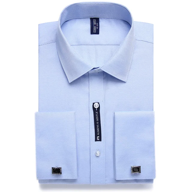 FS08 Ali Мужская s& Gentle Мужская рубашка с французскими манжетами мужская однотонная полосатая стильная запонка с длинным рукавом включает в себя модная новинка - Цвет: FS08