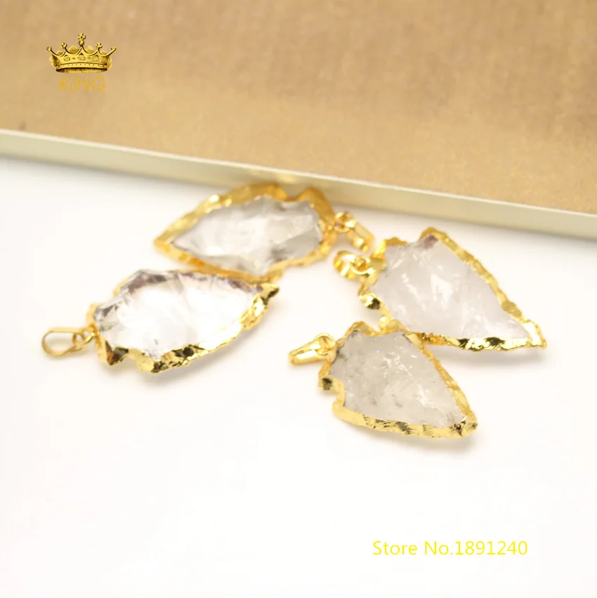 5 шт. подвески в виде наконечника стрелы из прозрачного белого кварца