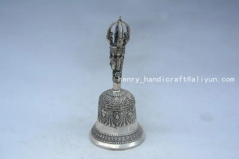 Rare Old Tibet Silver Buddha bells Statue ,best collection&adornment,free shipping
