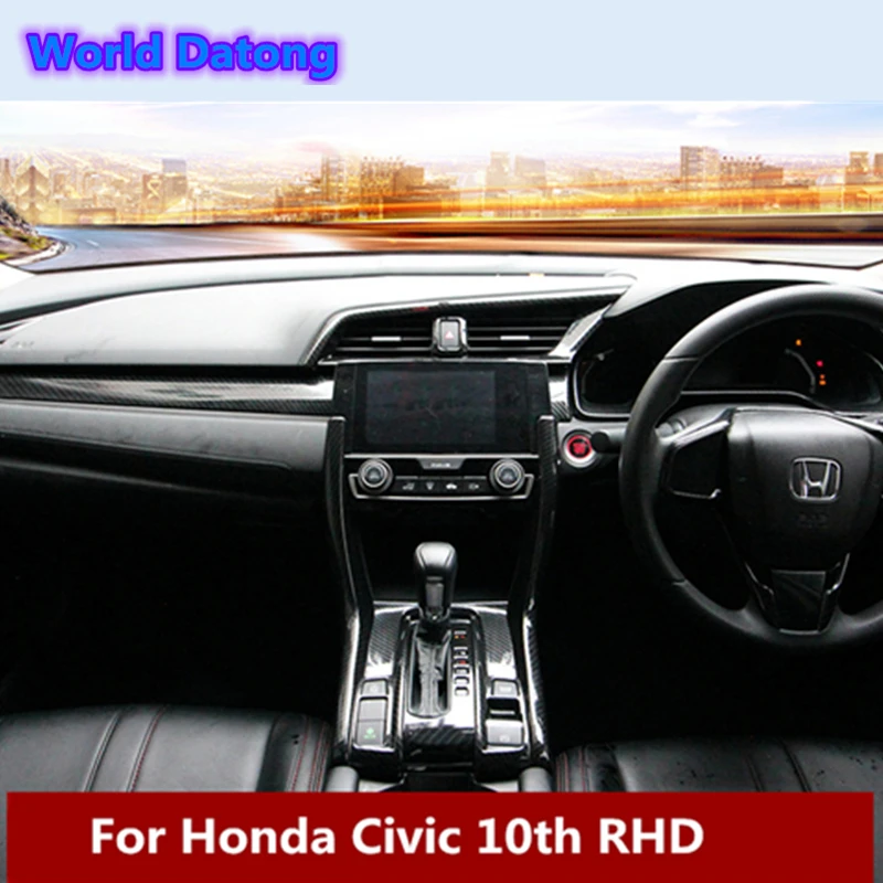 

Carbon Fiber Black Accessories Interior ABS Decroation Cover Trims for Honda Civic 10th RHD 2017-2018
