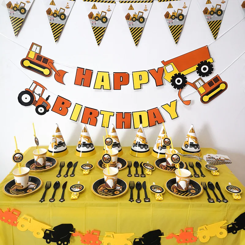 Construction Trucks Water Bottle Wrappers Birthday Party Decoration Kids Boy Decor Supplies | Дом и сад