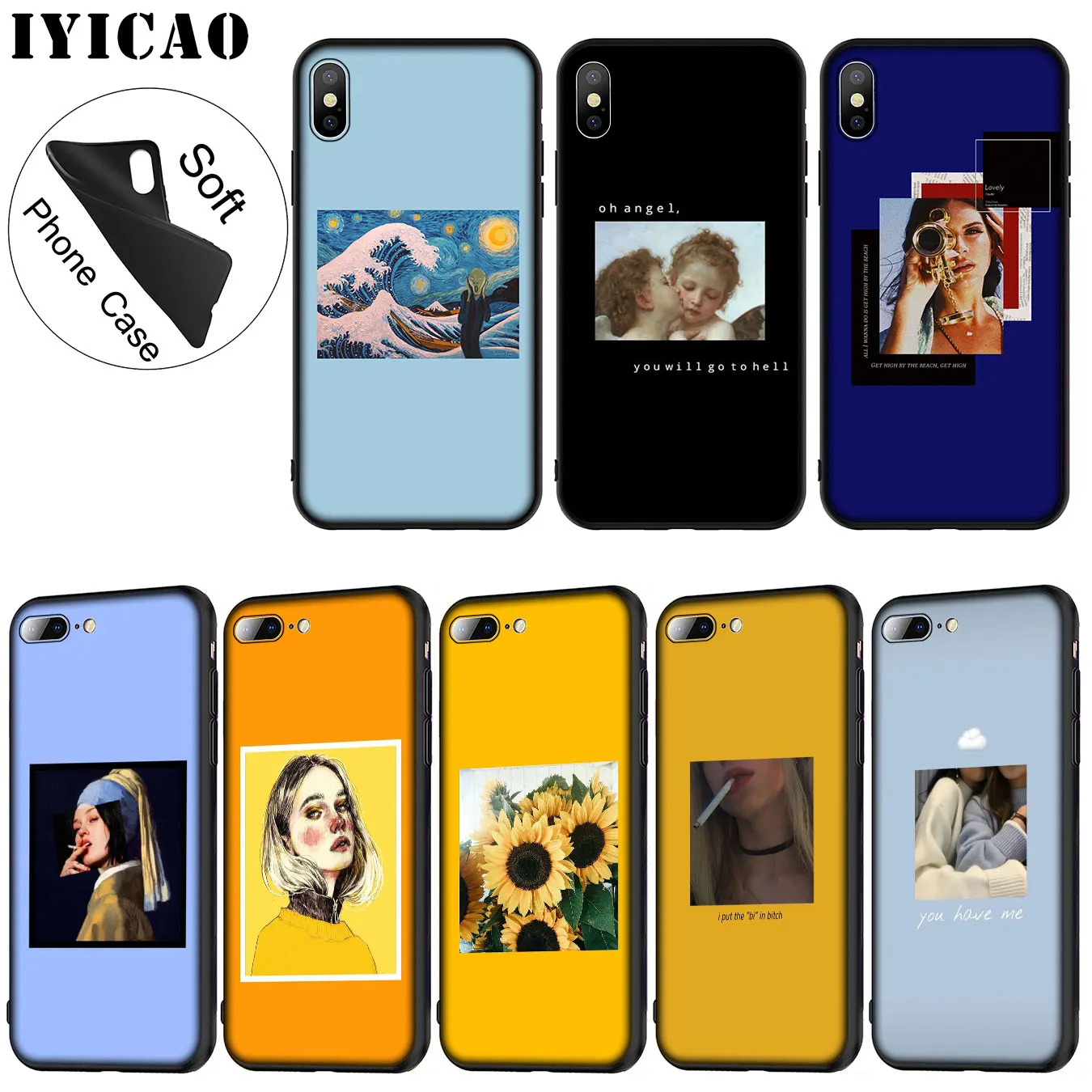 Great art aesthetic van Gogh Mona Lisa Soft Silicone Phone Case for iPhone XR X XS 11 Pro Max 6 6S 7 8 Plus 5 5S SE 10 Cover |
