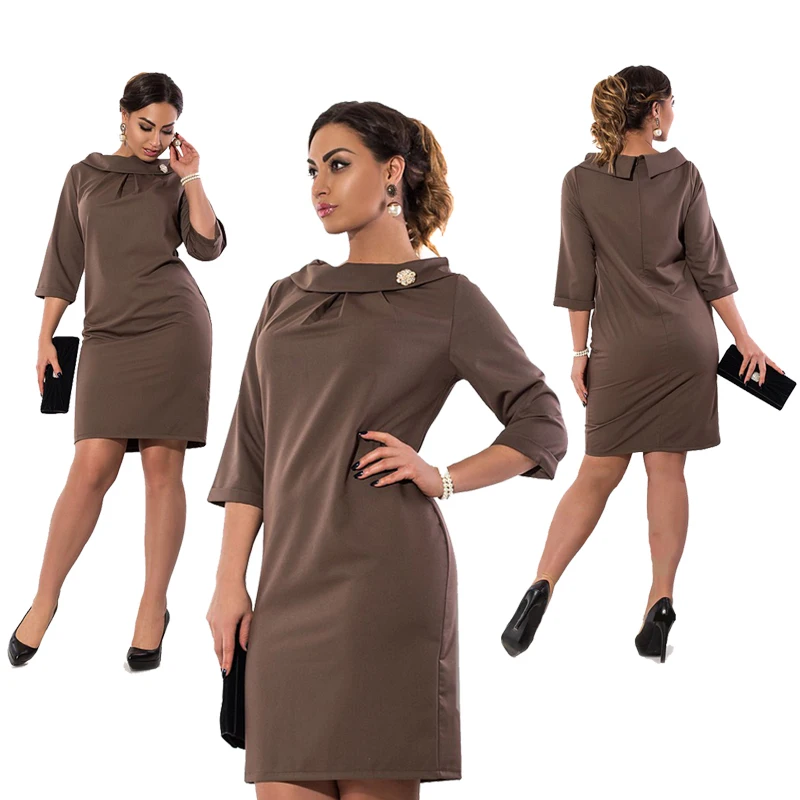 Простое женское платье 5XL 6XL плюс размер женская одежда облегающее офисное