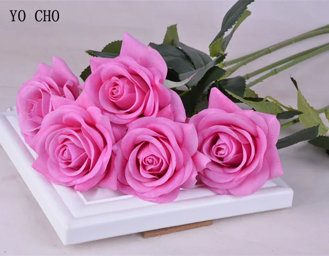 Rose Red YO CHO настоящий сенсорный искусственный цветок, шелковые пионы, Розовый Белый Букет пионов, свадебные, вечерние, Декоративные искусственные цветы - Цвет: Rose Red