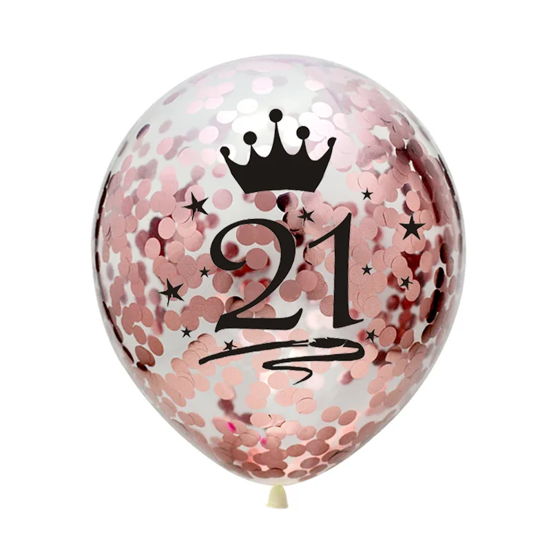 Rosegold Confetti 21 5 шт. конфетти воздушные шары 12 дюймов Латекс Прозрачный День Рождения Надувные Воздушные шары 18 21 30 40 50 юбилей Свадебные украшения - Цвет: Rosegold Confetti 21
