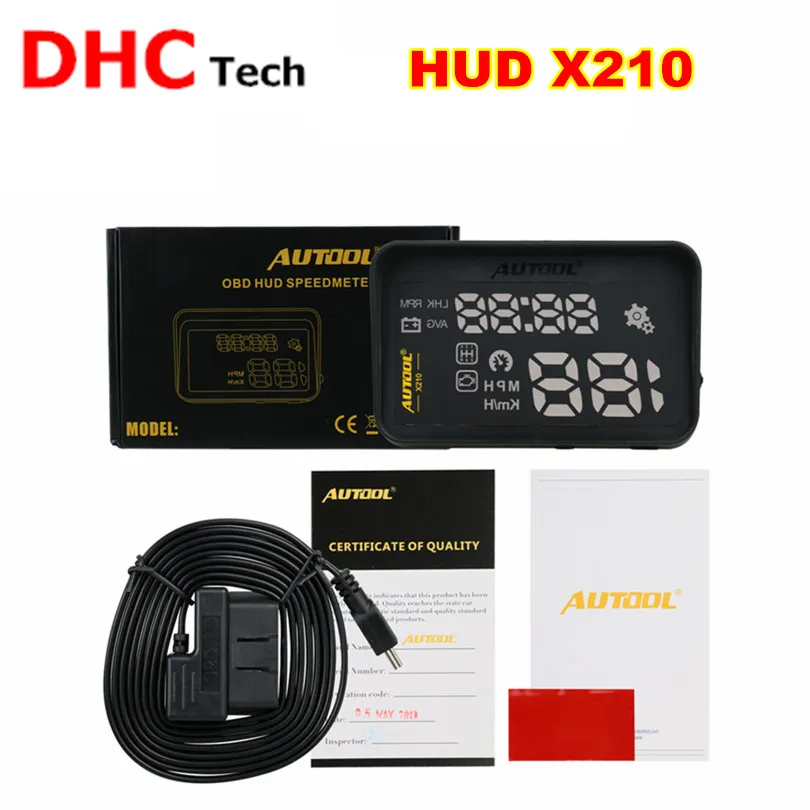 AUTOOL HUD X210 Универсальный Автомобильный коллиматорный индикатор Автомобильный спидометр с сигналом превышения скорости миль/км/ч сигнализации 0-200 км
