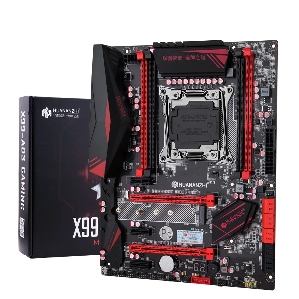 Материнская плата HUANANZHI X99 LGA2011-3 со слотом M.2 NVMe скидка материнская плата с процессором Xeon E5 2678 V3 ram 64G(4*16G) 1866 REG ECC
