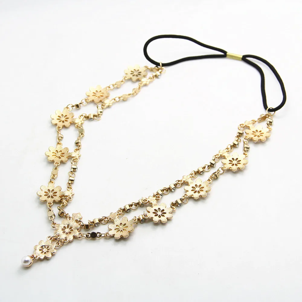 2018 Pearl Tassel Flower Stretch Headband Hair Band Wedding Accessories Crystal Bridal Head Chain Jewelry | Украшения и